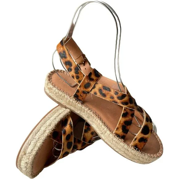 Women’s Sandals Size 8.5 Madewell Espadrille Sandal in Leopard Calf Hair - Picture 8 of 12